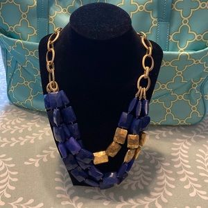 Stella & Dot Navy and Gold Statement Necklace